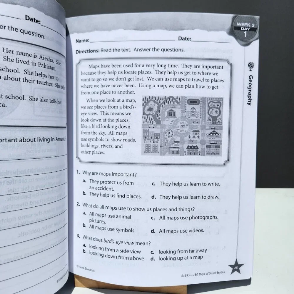 NEW 180 Days of Social Studies 3rd Grade Workbook Book Classroom Homeschool Prac